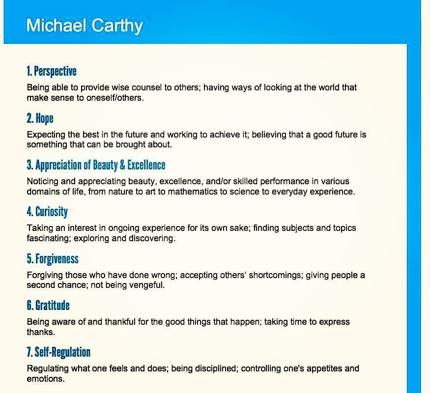 MichaelTCarthy's tweet photo. #viastrengths #positivepsychology #creatorwithin fun figuring out top strengths... only 12โฆ https://t.co/U2E1Pvr3Ks https://t.co/NtiblLQpKi