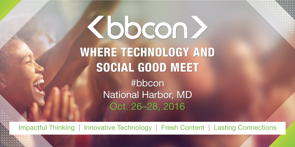 blackbaud's tweet photo. #bbcon 2016 is just around the corner—join us Oct. 26th where technology and #socialgood meet. https://t.co/nxsJu3lrMM https://t.co/9pbHo7crd9
