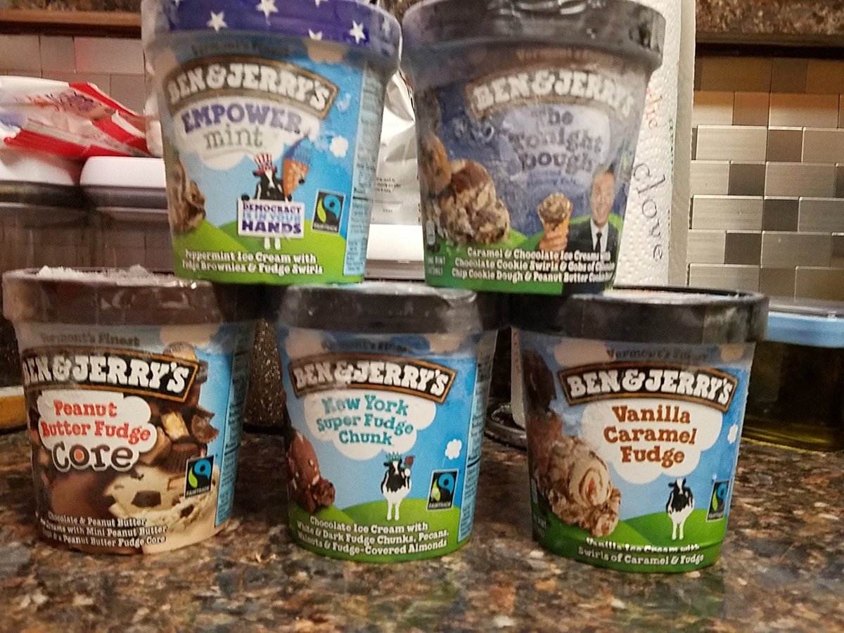 Bknikkiej's tweet photo. @benandjerrys I've been off sugar since July, but bought these in support of you, as you support us! Thank you #BLM #NotTerrorists! https://t.co/wyb1IOokXw