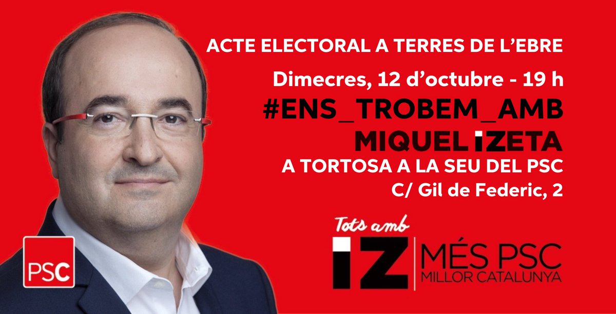 ERoigM's tweet photo. Dimecres 12 a les 19,00 h a la seu de l' @EbrePSC a #Tortosa els i les socialistes ebrencs #Ens_Trobem_Amb @miqueliceta #MESPSC @Ambiceta https://t.co/wUy2MtbtWS