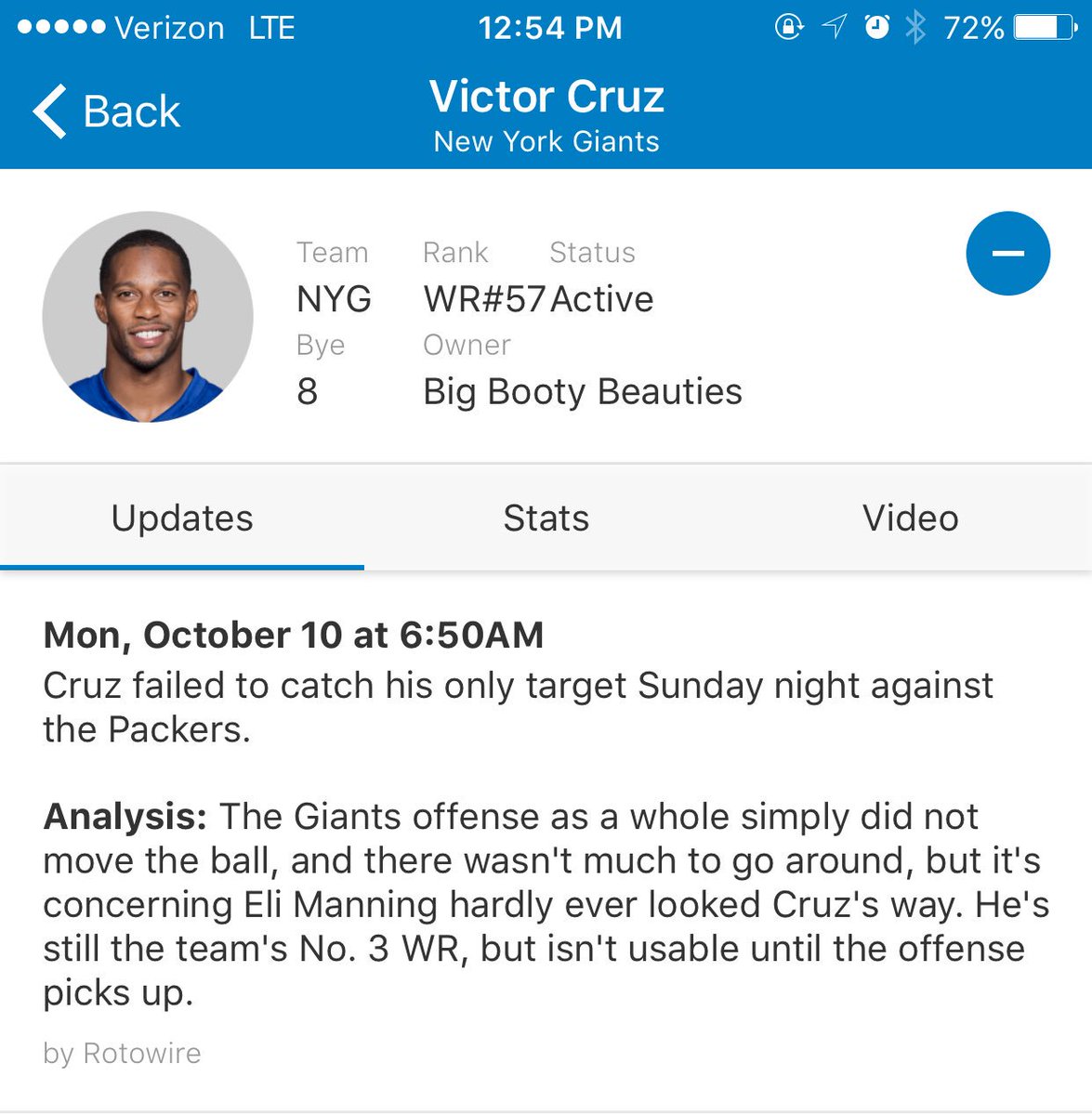 LethalWeston3's tweet photo. Victor Cruz shits the bed when I'm 4-0 👌 #ThanksCruz https://t.co/kEOdjr9AKt