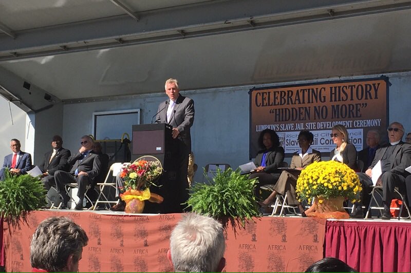 BobbyScott's tweet photo. Joined @GovernorVA, Delegate McQuinn, Richmond Mayor Jones &amp; @BobMcDonnell for the Lumpkin’s Slave Jail Site Development Ceremony today https://t.co/mhQdOigB6R
