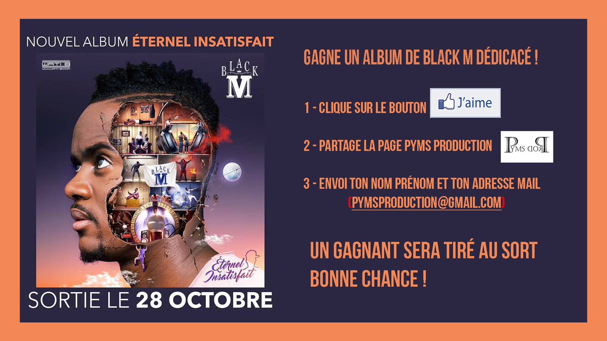 LionelPymsProd's tweet photo. N'oubliez pas le jeu-concours pour gagnez le prochain album de @Bmesrimes dédicacé ! #PymsProduction #PymsProd #Watib #WA #Album #BlackM https://t.co/pS9QHoaGfo