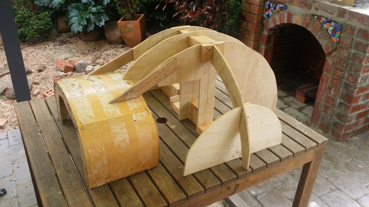 lucsmallau's tweet photo. Completed formwork for the #WoodFired #PizzaOven. Plywood hemisphere structures always feel futuristic to me. https://t.co/oWZdQJsYpy
