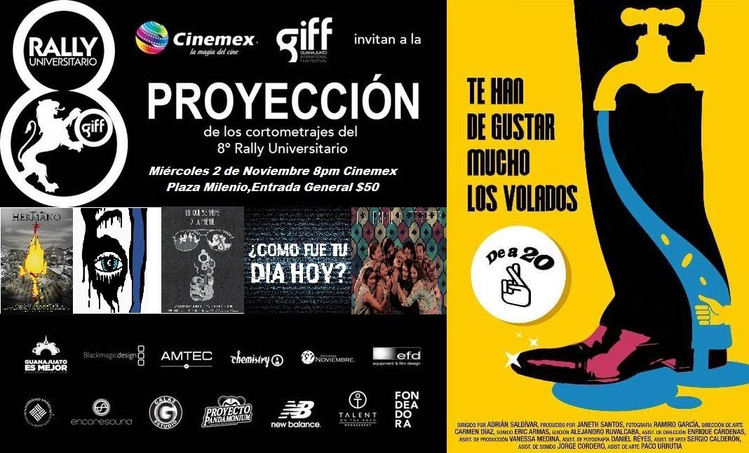 Dea20corto1's tweet photo. El 8vo @RallyGIFF y @Cinemex los invita a la función de los 6 Cortos aquí en #GDL este Próximo Miércoles 2 de Noviembre en Plaza Milenio 8pm https://t.co/Y31e16JSrT