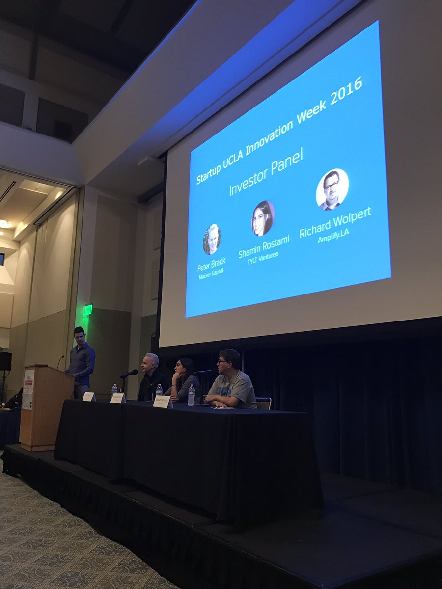 Excited for <a href="/StartupUCLA/">Startup UCLA</a>'s InnovateLA events!  First up investment panel w <a href="/peterbrack/">Peter Brack</a> <a href="/shaminrostami/">Shamin Rostami</a> <a href="/rewolpert/">Richard Wolpert</a> cc <a href="/lightspeedvp/">Lightspeed</a> @ManattDM