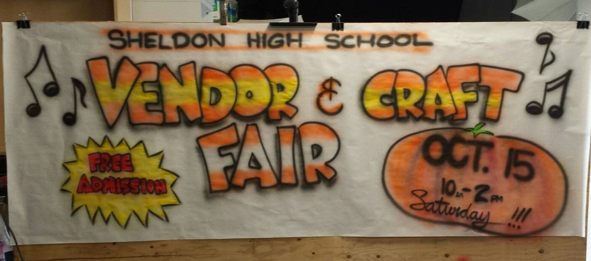 SheldonHighBand's tweet photo. Rain or Shine Oct 15th Craft Fair @Sheldon_HS with @jimboystacos https://t.co/27xXg3EjPS