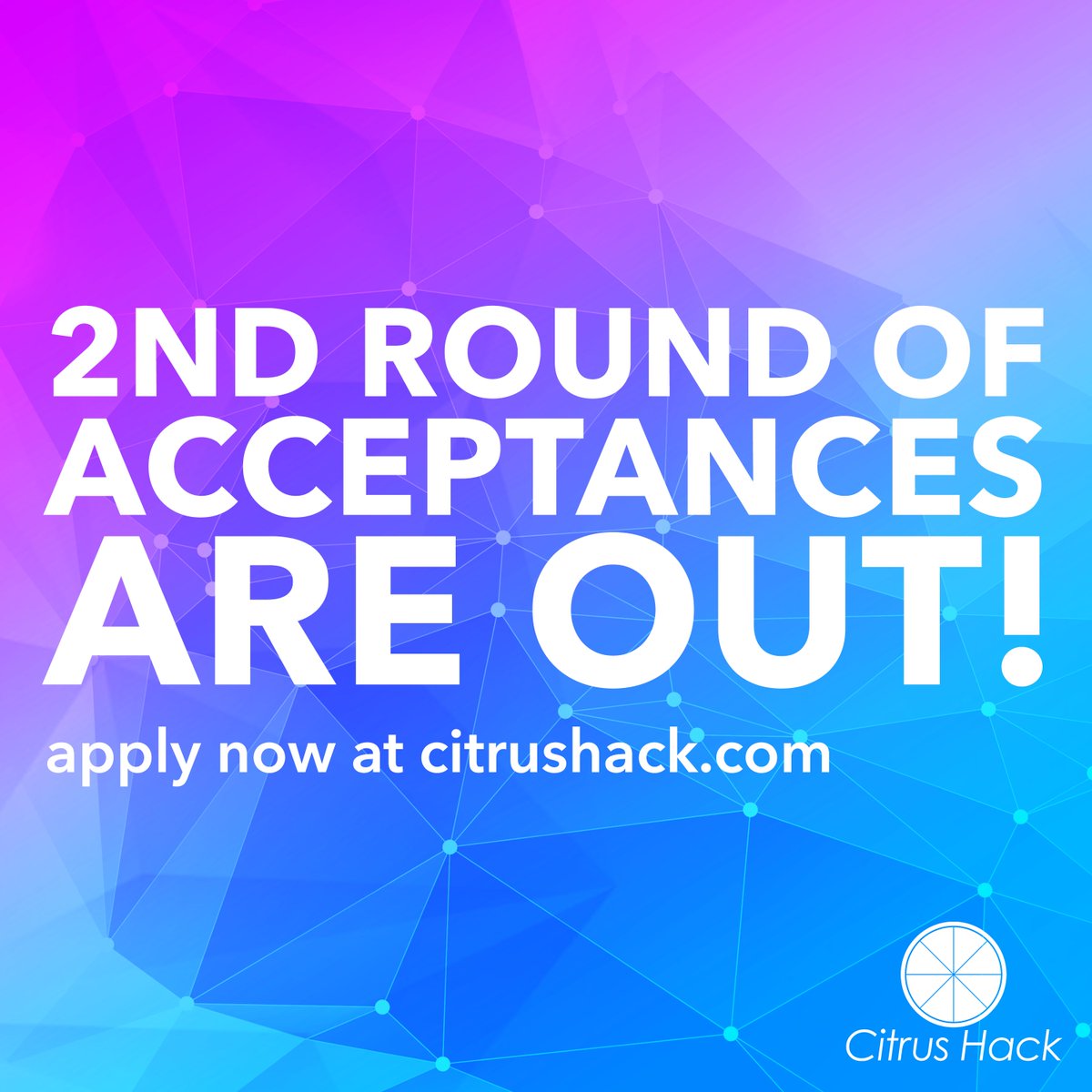 CitrusHack's tweet photo. We have sent out another round of acceptance emails! Once you see the email, make sure you confirm that you will attend. #CitrusHack #UCR https://t.co/C2Vp8zRSqR