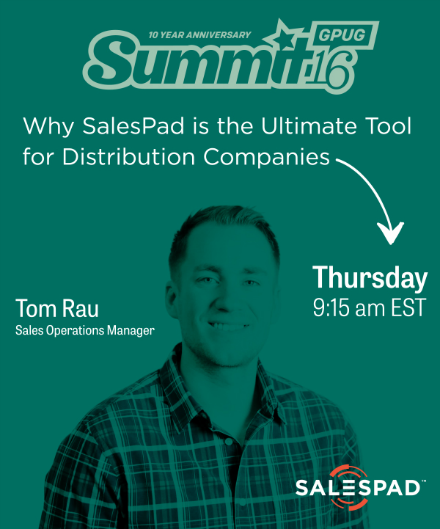 wearecavallo's tweet photo. Learn from @SalesPadTom how SalesPad Desktop is ultimate #distribution company tool Thursday at #GPUGSummit #ExpoHall | #SPDoes #MSDynGP https://t.co/jUPNZnUyYo