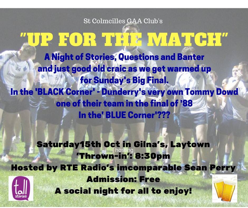 StColmcillesGAA's tweet photo. Join us all on Saturday night as we warm up to 16-10-16 #believe #16thman https://t.co/9BTSf9GN7Z