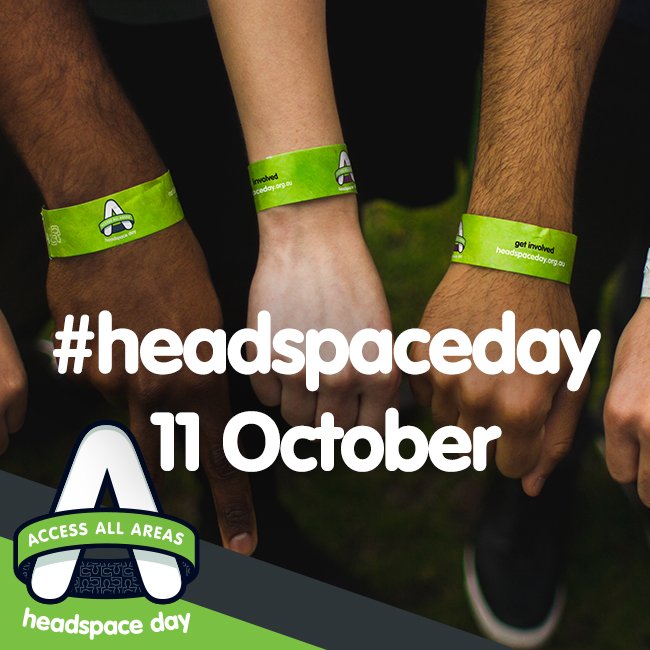 ruokanyday's tweet photo. Today #RUOK's celebrating #headspace day because #mentalhealth services should be available and accessible for every young person. https://t.co/S8nrgvIcHF