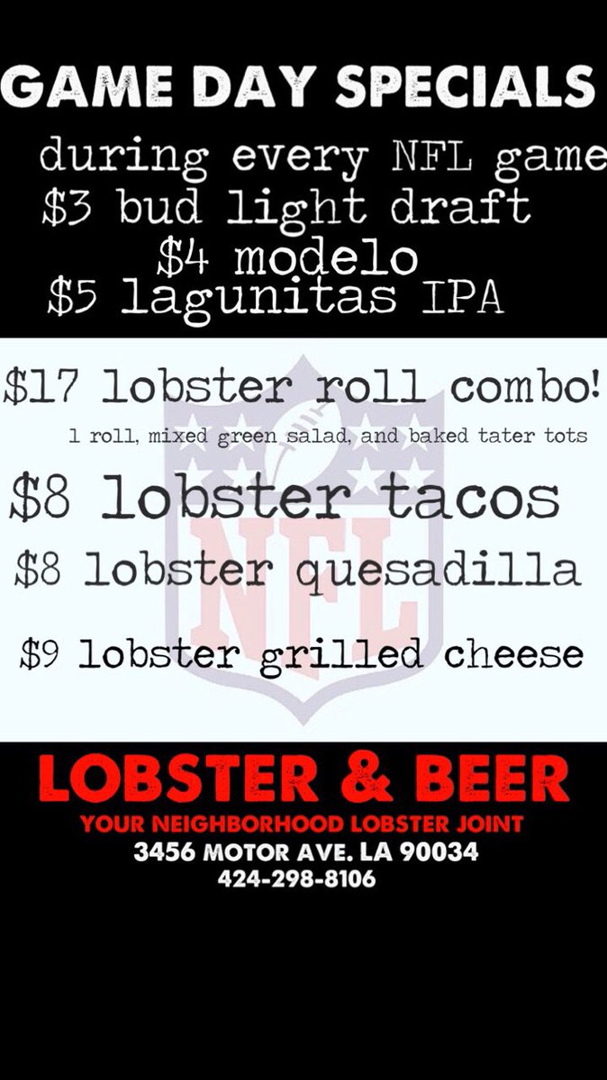 lobsternbeer's tweet photo. A reason to LOVE #Mondays! TONIGHT at 5:30pm enjoy game day specials while watching the #TampaBayBuccaneers take on the #CarolinaPanthers. https://t.co/xWcY7Ge5aG