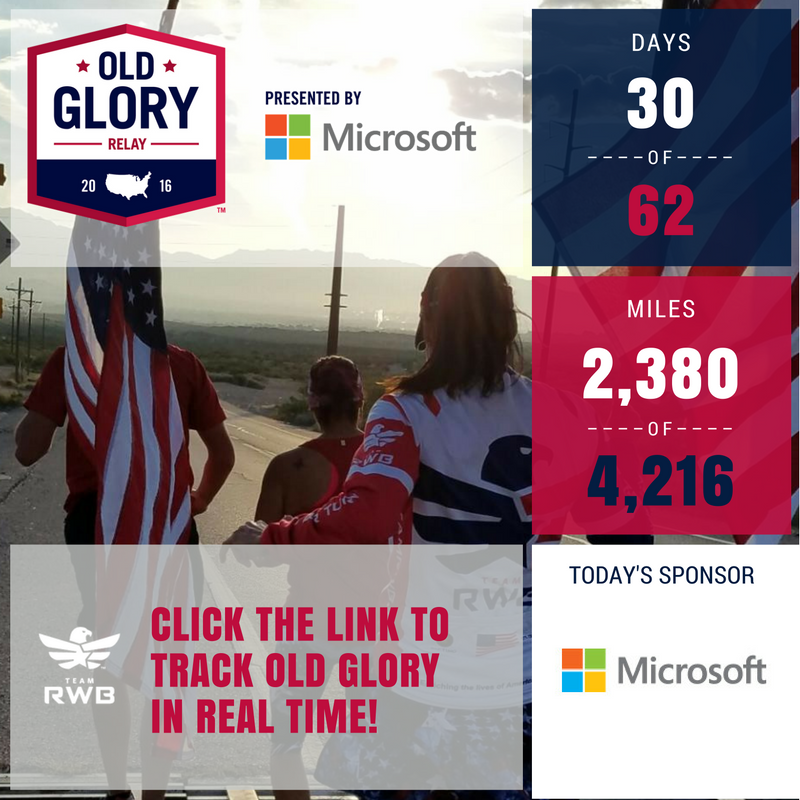 TeamRWB's tweet photo. Old Glory just passed into El Paso, Texas today - marking state #6 that the #oldgloryrelay has been through in its 30 day journey so far! https://t.co/XtxdzpMqya