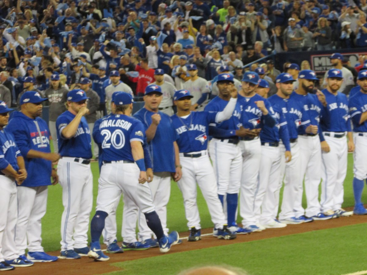 biggles14's tweet photo. JD introduced. #bluejays #ALCS #Clinched  #highsockmagic https://t.co/tdpS2uucp5
