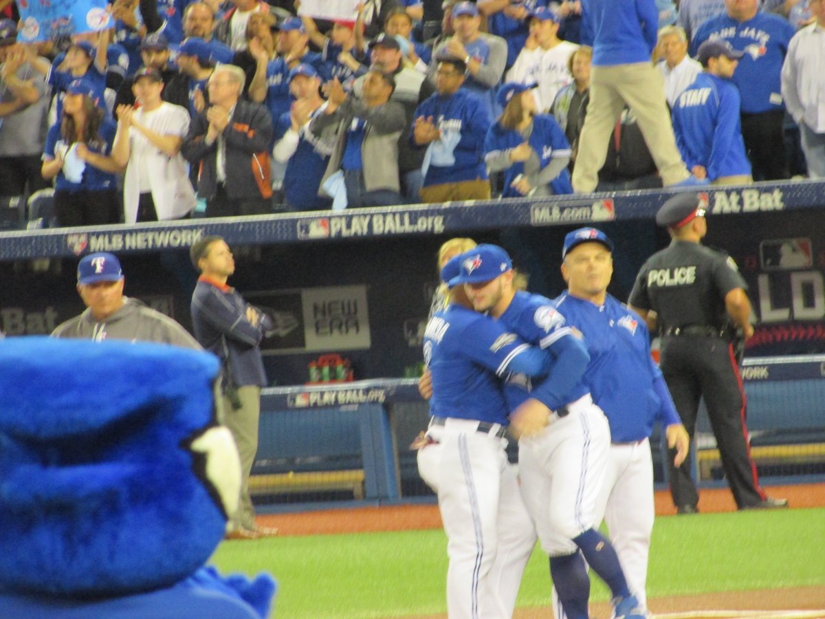 biggles14's tweet photo. JD introduced. #bluejays #ALCS #Clinched  #highsockmagic https://t.co/tdpS2uucp5