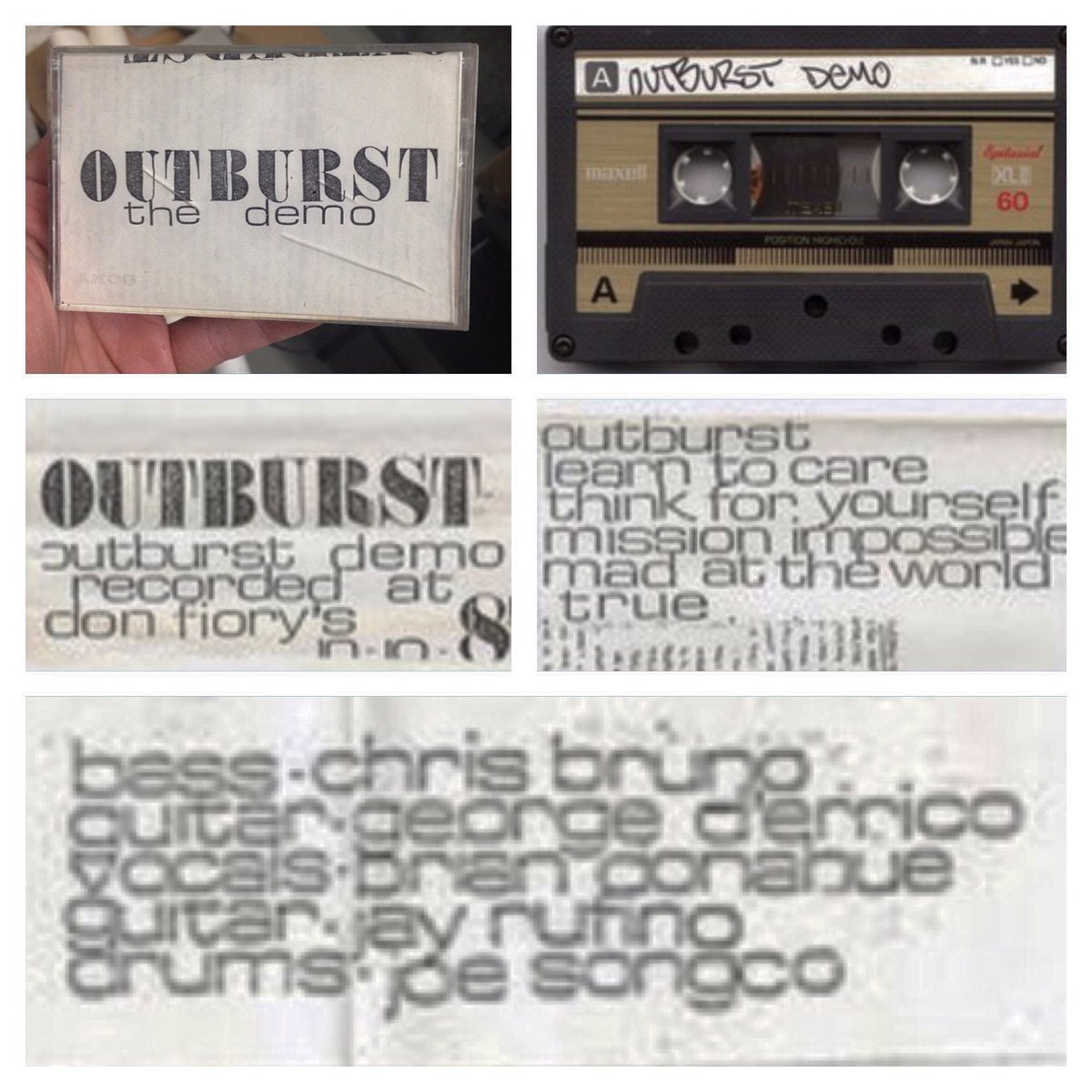 OutburstNYHC's tweet image. 10-10-87 Happy birthday, demo tape. #DonFury #TheDemo #Outburst #NYHC