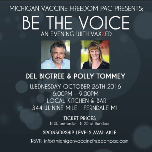 #vaxxed will be in MI. Join the MVF PAC with Del BigTree &amp; Polly Tommey for an evening fundraiser on 10/26.