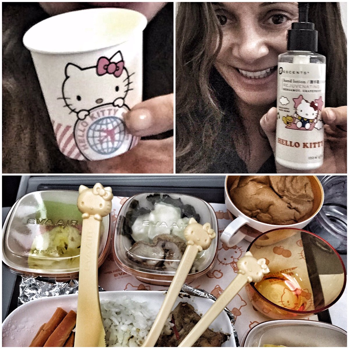BucketListJrny's tweet photo. On one of @EVAAirUS @HelloKitty planes. Flying doesn't get much better than this! #KittyFever https://t.co/29TIoifar7