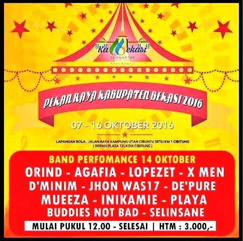 PEKAN RAYA KABUPATEN BEKASI 2016, Jangan lupa dateng ya hari jumat 14 oktober kita on stage jam 14:00 see ya bekasi!