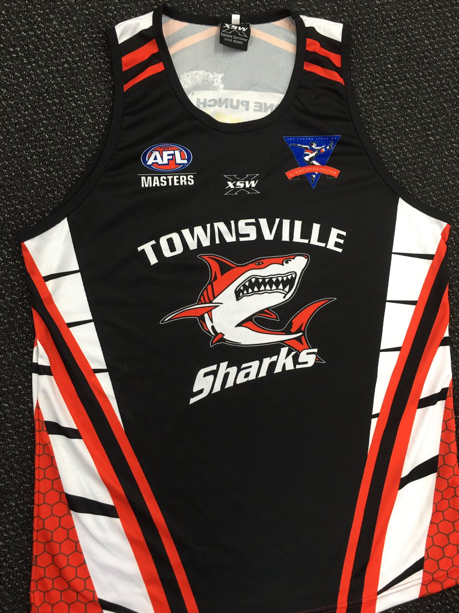 whitten_ted's tweet photo. Thanks to Townsville Sharks for their great support of the EJWF at AFL Masters National Carnival@ejwhittenfoundation https://t.co/8gB0tfygQQ