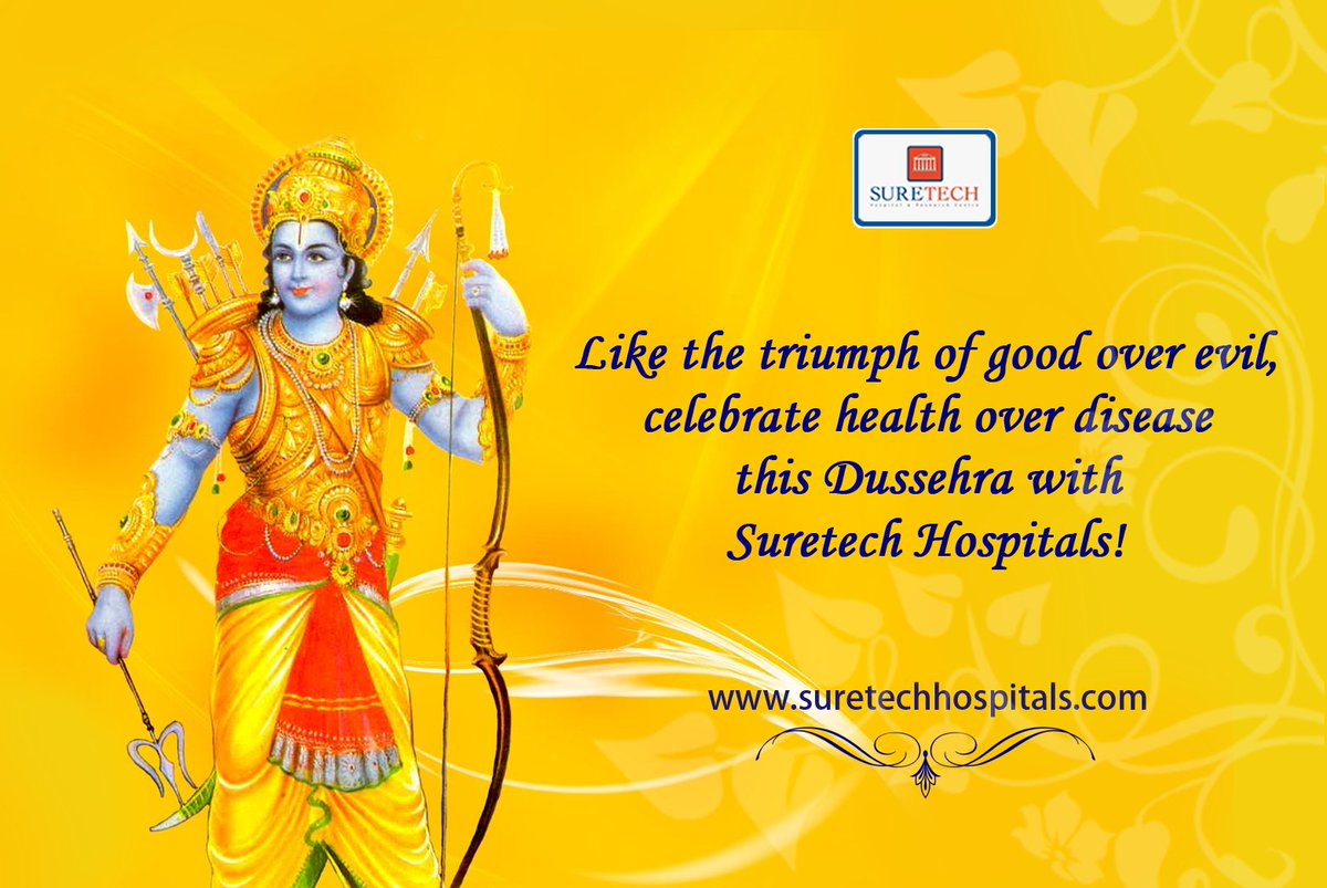 Tweet_Suretech's tweet photo. Suretech Hospital wishes you a very happy and healthy Dussehra! #Suretech https://t.co/eVYw4lf4DL