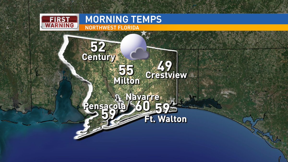 MegWJZ's tweet photo. Wake up temps a tad on the chilly side, particularly inland. #NotQuiteSweaterWeather #LightJacketWeather @weartv https://t.co/wmQo0OmJy2