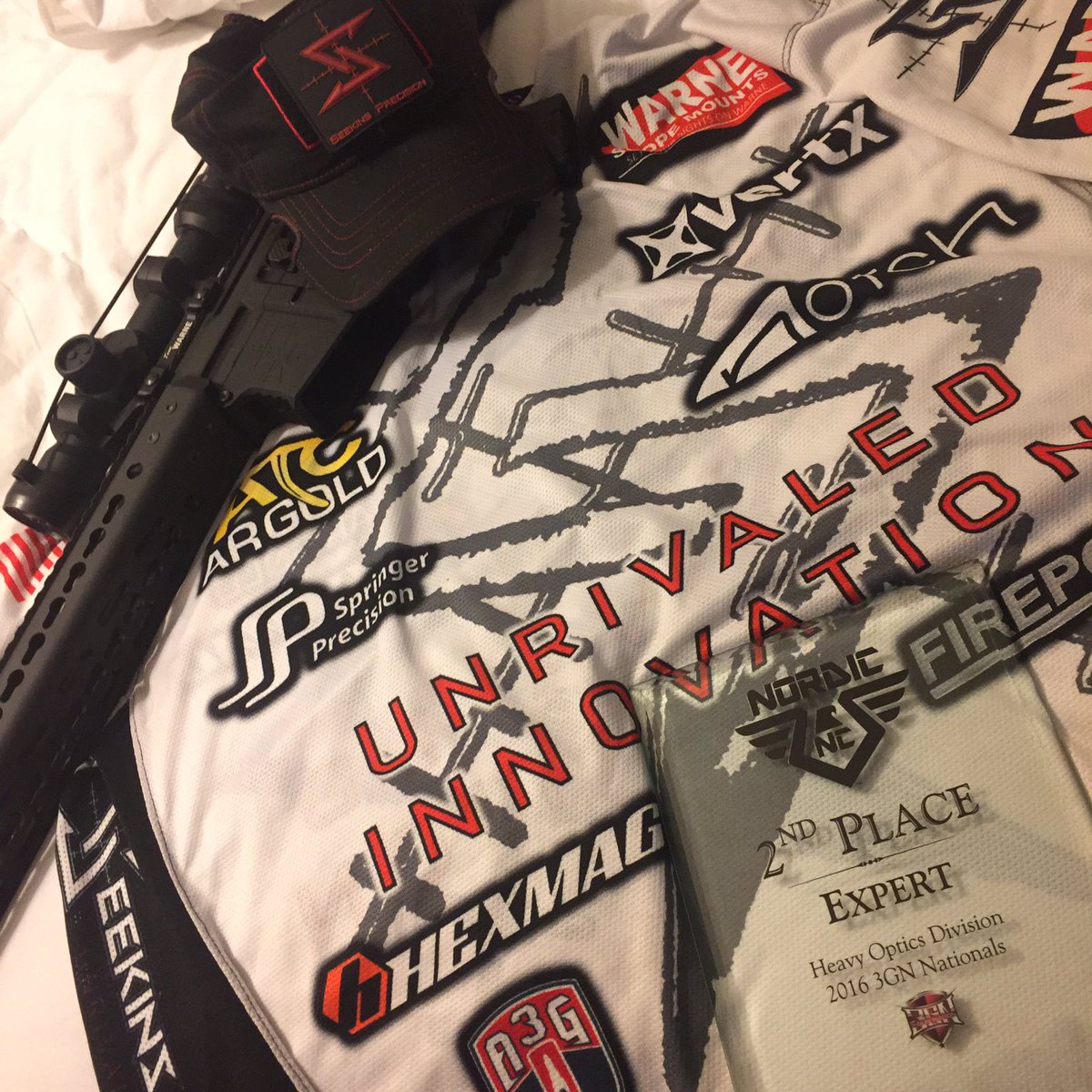 gunsandmosesmo's tweet photo. Brought home a little hardware. I'll take second in the nation. @WarneScopeMount @vertx @Hexmags @NotchGear #seekinsprecision #ARGold https://t.co/tgjglB7Uip