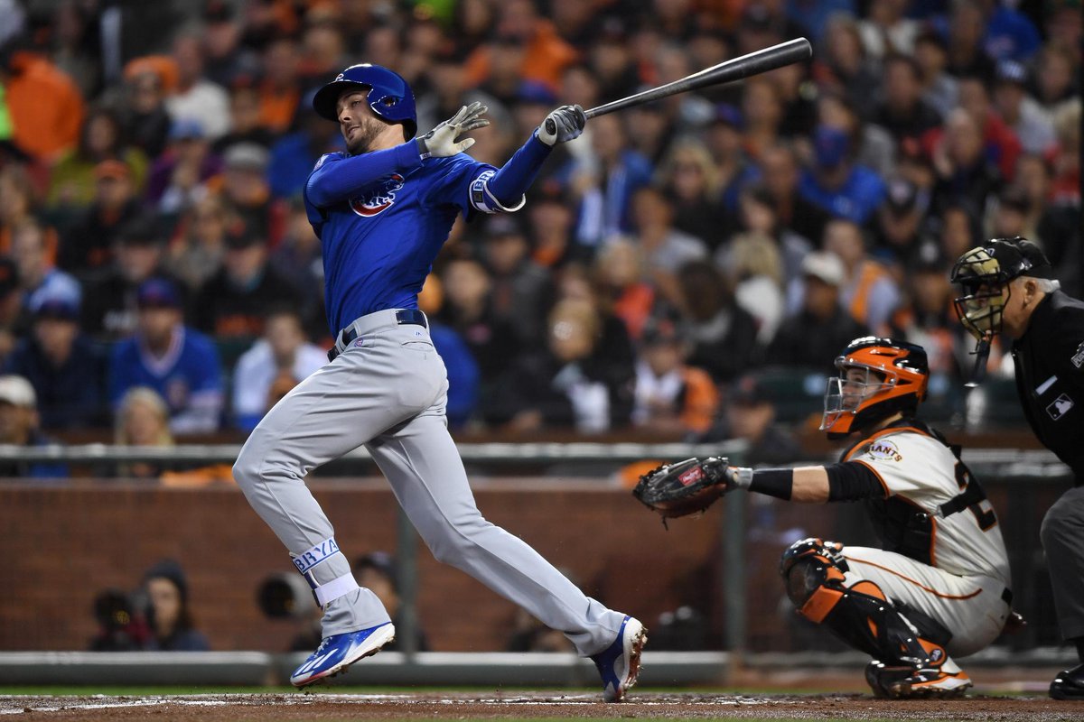 SportsCenter's tweet photo. KRIS BRYANT, HOW ABOUT THAT?!

Bryant hits a 2-run HR in the top of the 9th to tie Game 3 vs SF, 5-5. https://t.co/geKoHPOtT6