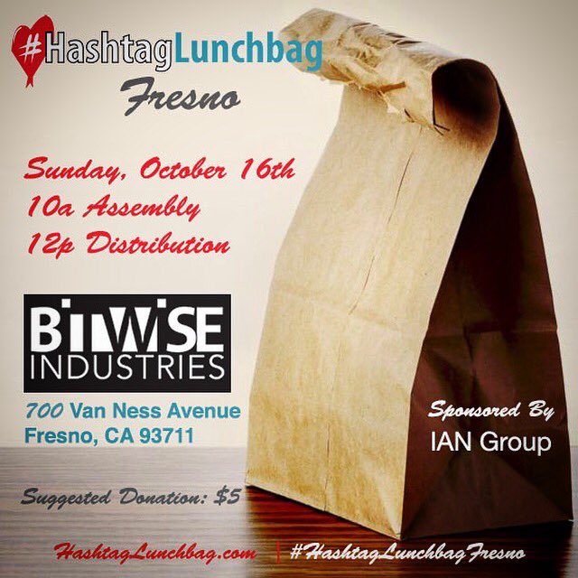 _TonyH_'s tweet photo. Sunday is @hashtaglunchbagfresno at @bitwiseindustries... Come make lunches &amp; distribute in Downtown Fresno. #hashtaglunchbag  #sundaylove https://t.co/XmKc6f16aU