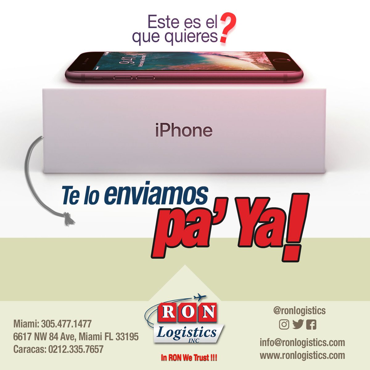 ronlogistics's tweet photo. En #Ronlogistics te complacemos y te lo enviamos pa´ ya! #Venezuela https://t.co/Zv6xhVnZ8v
