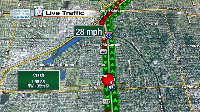 Crash on I-95 SB at NW 135th St #traffic #miami https://t.co/Lgr0581MP2