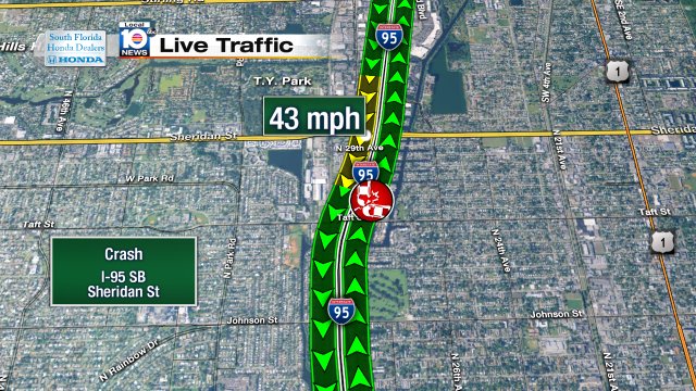 Crash on I-95 SB at Sheridan St #traffic https://t.co/GEM1ImQyDB