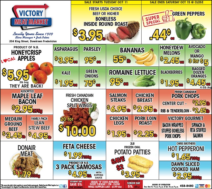 This week's flyer! Sale is on Tuesday, October 11th till closing on Saturday, October 15th.