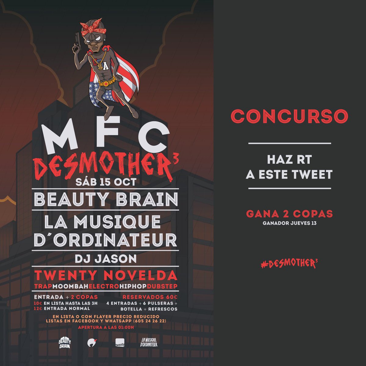 ¿Quieres ganar un par de consumiciones para el #MFCDesmother3? Haz RT a esta imagen y participa. Too Easy! #tooeasy