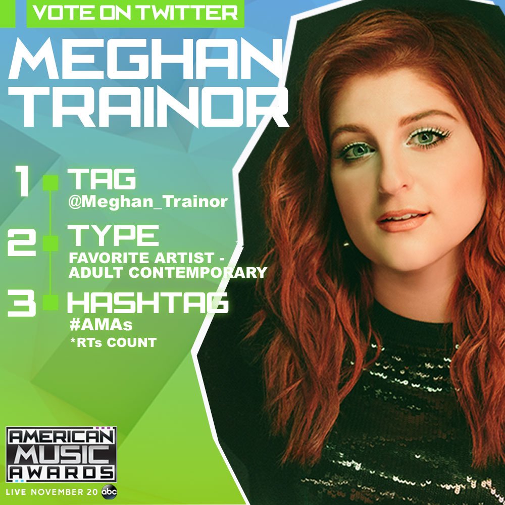 Meghan_Trainor's tweet photo. This is too cool! So honored to be nominated with such talented artists! Thank you #AMAs 💗💋😍 https://t.co/fRfsChsamM