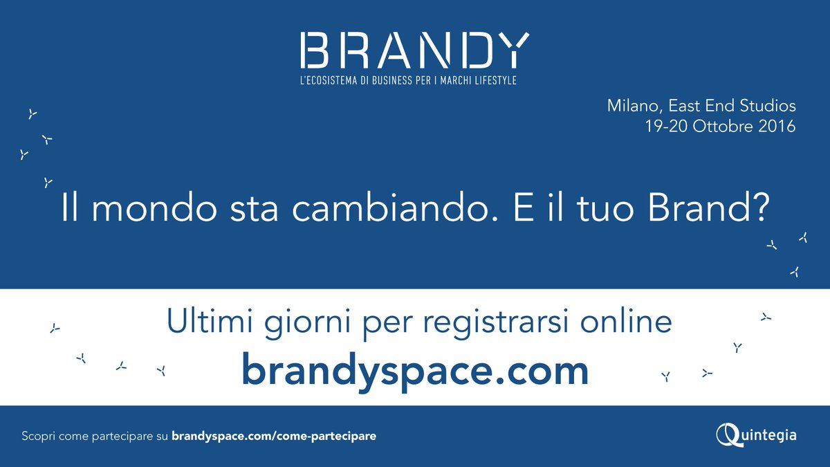 brandyspace's tweet photo. Hai tempo fino al 14 Ottobre per registrati online a #BRANDY16. Scopri come partecipare su https://t.co/7ROBdX3zid https://t.co/T52zZb1T4Q