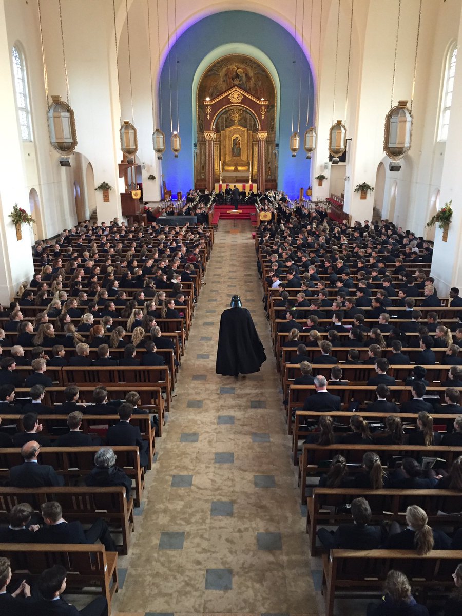 A dark force in chapel this morning, accompanied by Mr Harvey &amp; the brass ensemble #ImperialMarch
