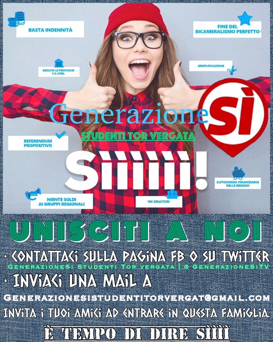 Anche gli studenti di #TorVergata dicono Sì, unisciti a noi!
<a href="/GenerazioneSi/">GenerazioneSì</a> <a href="/bastaunsi/">Alfred Hargett</a> #IoVotoSi #Bastaunsì