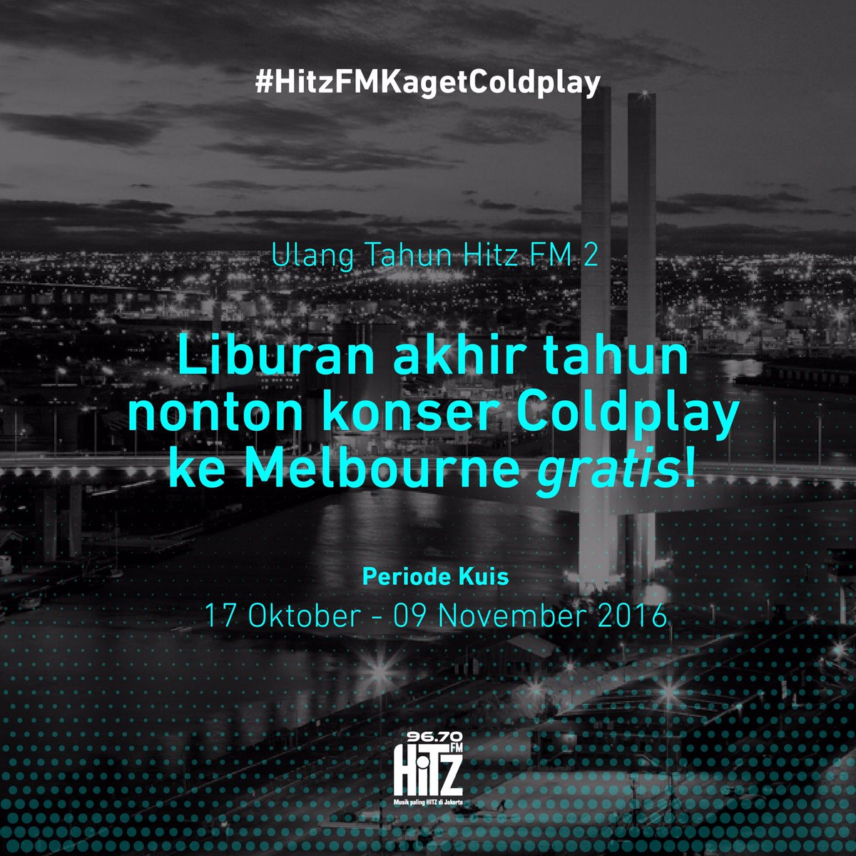 967HitzFM's tweet photo. Mau? dengerin hitz fm n retweet twit ini :) #HITZFMKAGETCOLDPLAY https://t.co/P2mFbkd6AG