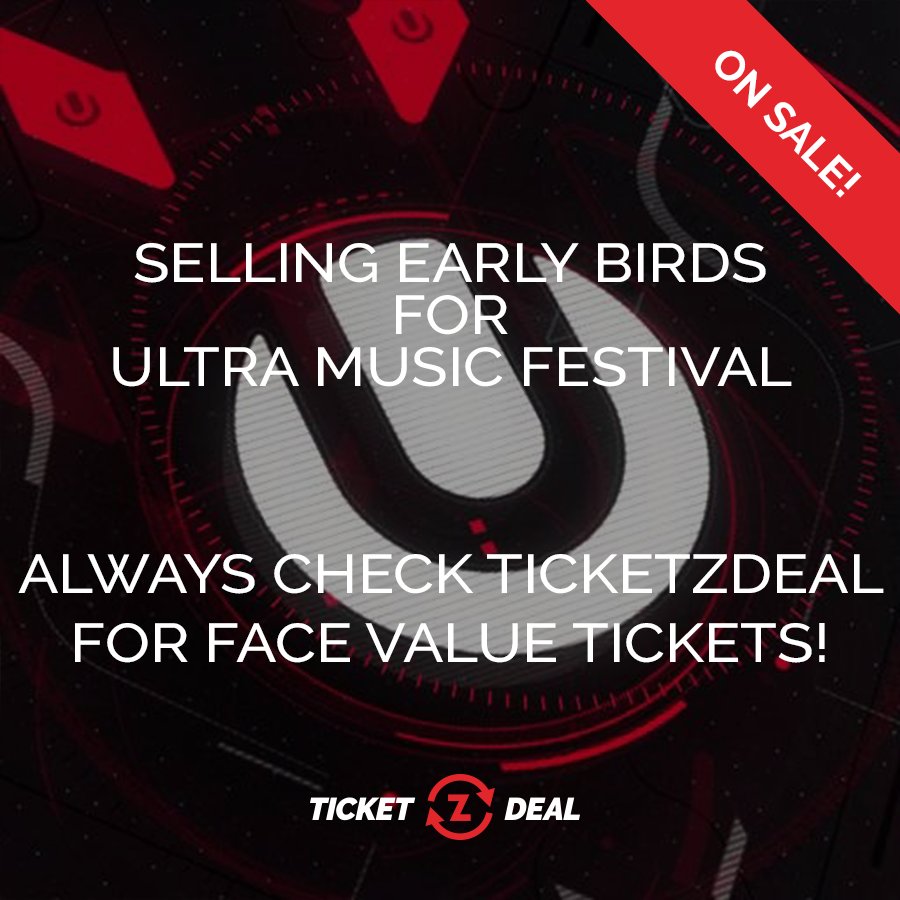 Think and handle fast, before you know they are gone. 2 early birds for #ultramusicfestival For face value #tickets ticketzdeal.com