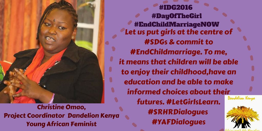 catherinenyamb1's tweet image. On #IDG2016 @tinahmo shares her thoughts on why we should #EndChildMarriageNOW @KakenyaCenter @MBiruri @GirlsGlobe @TheGirlGen @AWID