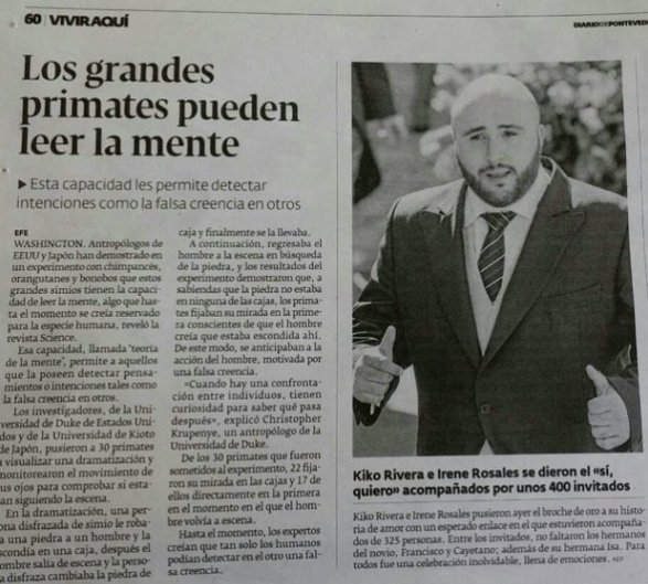 Muy fan de la maquetación del Diario de Pontevedra para dar la noticia de la boda de Kiko Rivera