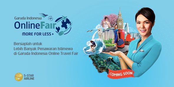 IndonesiaGaruda's tweet photo. Tidak sempat beli tiket di #GATF2016? Jangan khawatir, sebentar lagi akan hadir Garuda Indonesia Online Travel Fair 2016. #GOTF2016 https://t.co/qui9FIWch6