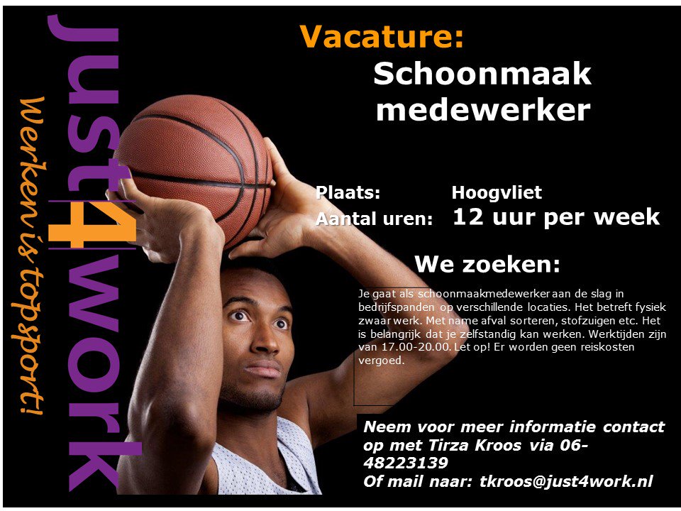 Just4worktweets's tweet photo. Ben of ken jij iemand die aan het profiel voldoet? Neem contact op met onze collega Tirza Kroos via tkroos@just4work.nl #wajong #vacature https://t.co/DrZwuQsHkG