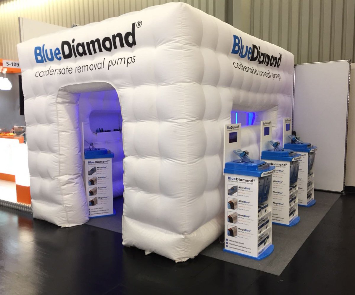 BlueDiamondPump's tweet photo. #Chillventa is underway, come and see our bespoke demonstration wall with the only condensate pumps running at the show. #MicroBlue #Wall https://t.co/B24MAlaeHR