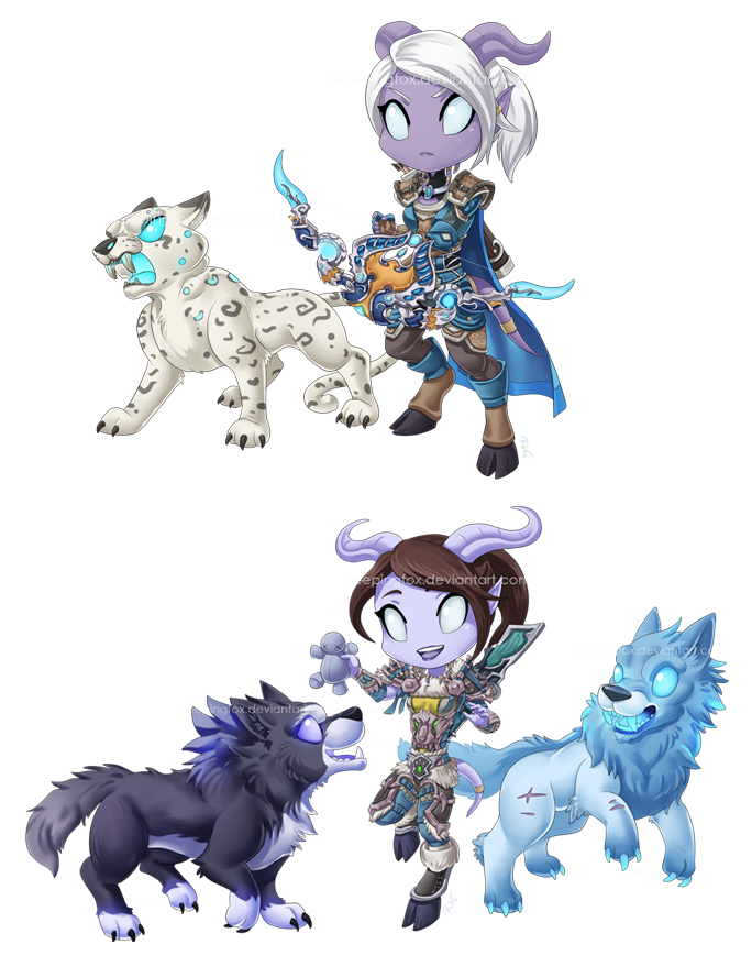 Laeleiweyn's tweet photo. And to sum it up; my entire @SleepingFoxArt collection. :) #draenei #hunter #monk #warcraft https://t.co/I7Irh5JEwJ https://t.co/nd3VFETmVv
