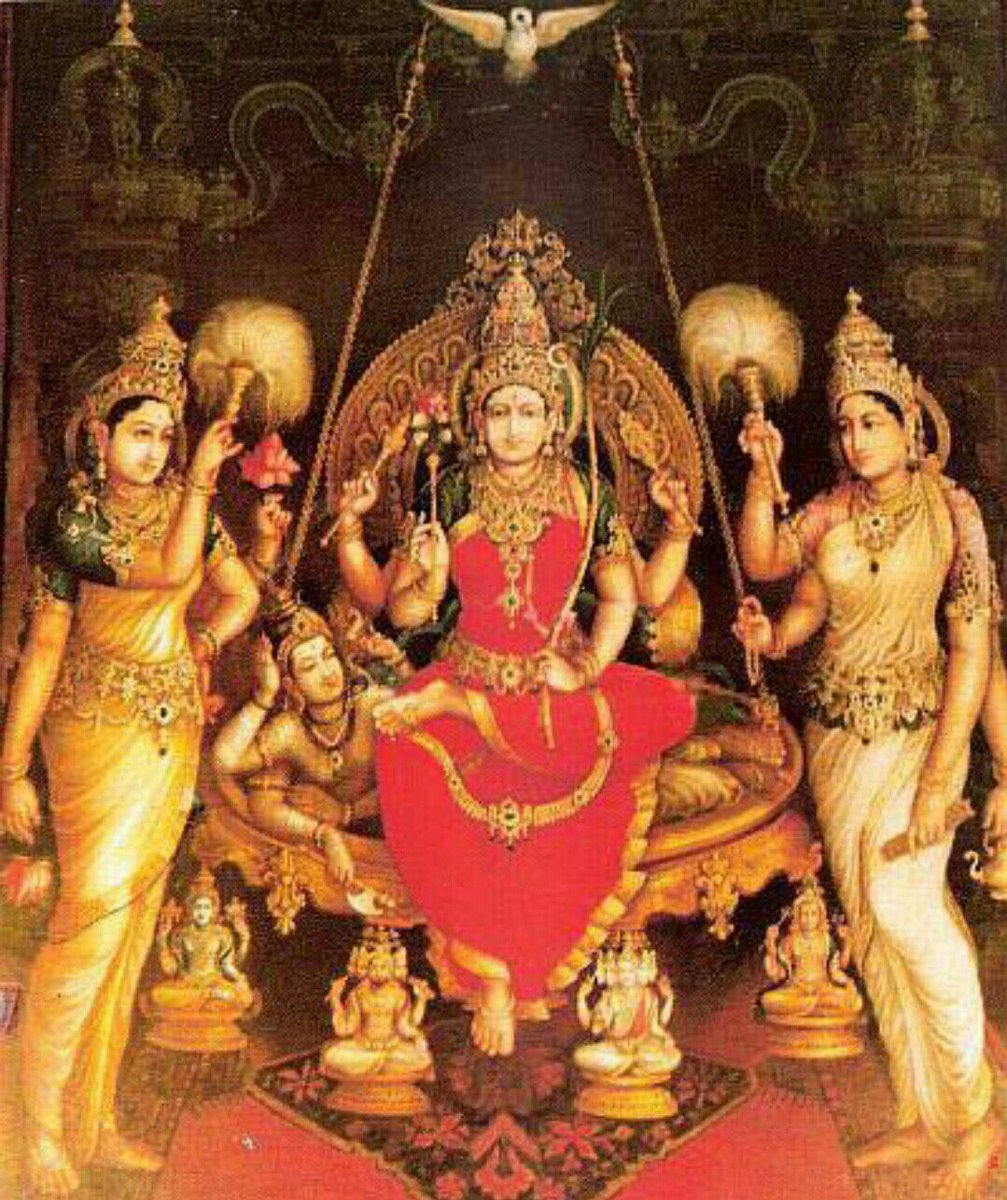 #GoddessDurga seated on back of #LordShiva served by #GoddessLakshmi & ...