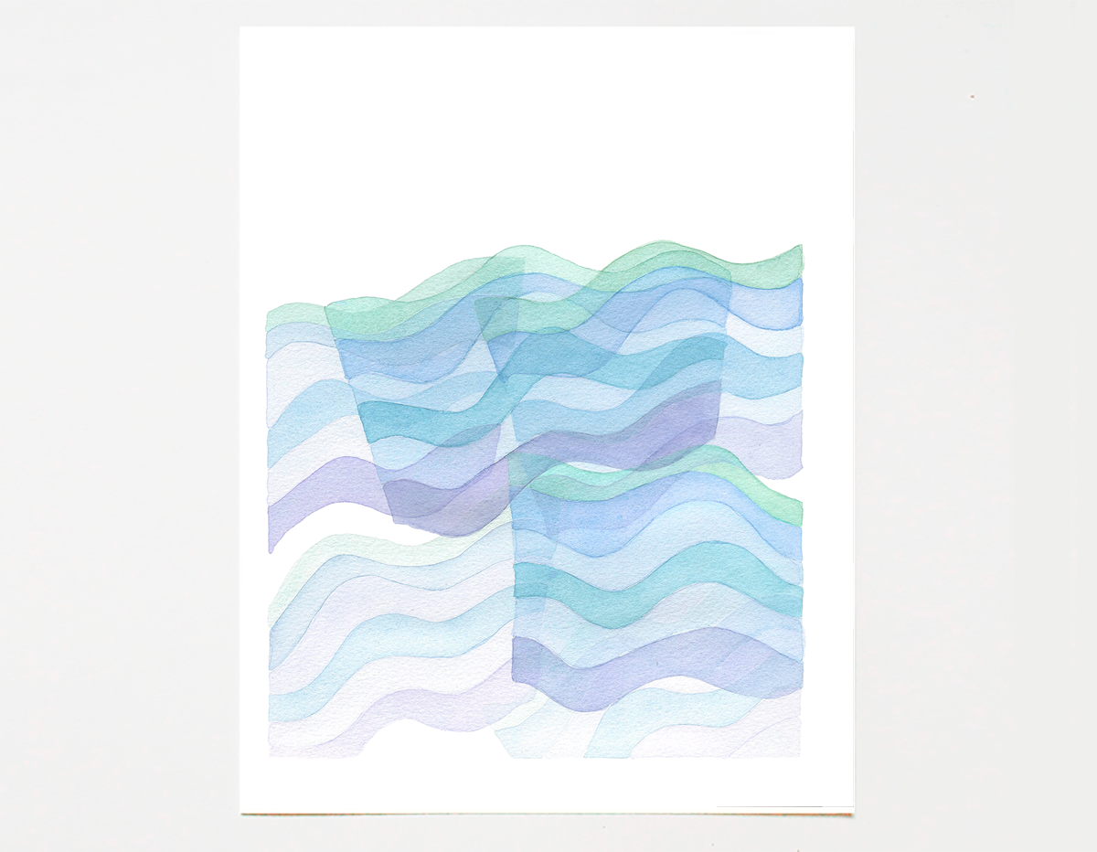 'Green Purple Waves' etsy.me/2dTVMce #watercolor #watercolour #gicleeprint #wallart #abstract #contemporaryart #oceanart #etsyartist