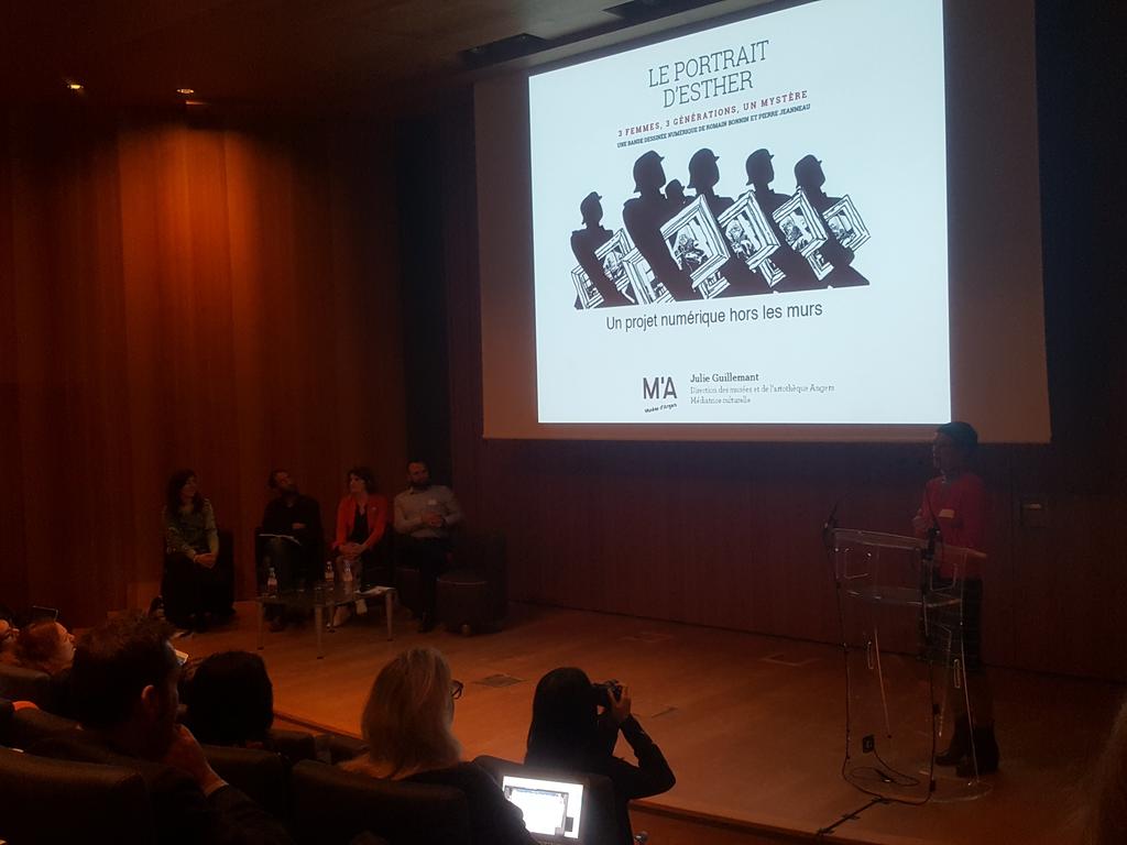 Museesdangers's tweet image. La BD numérique des #museesdangers "Le portrait d'Esther" traitant des #MNR présentée à Paris au #CLIC (club innovation &amp;amp; culture France).