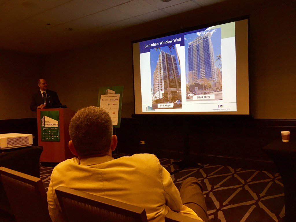 marksilv242's tweet image. #facadetectonics George Torok of Morrison Hershfield showing Canadian window wall in Los Angeles.